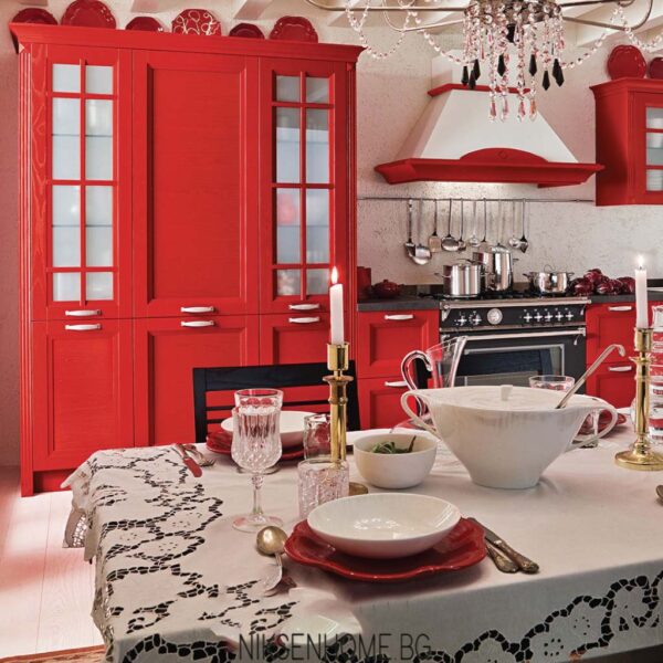 Red Classic - ретро кухня с таблени вратички и витрини - Image 2